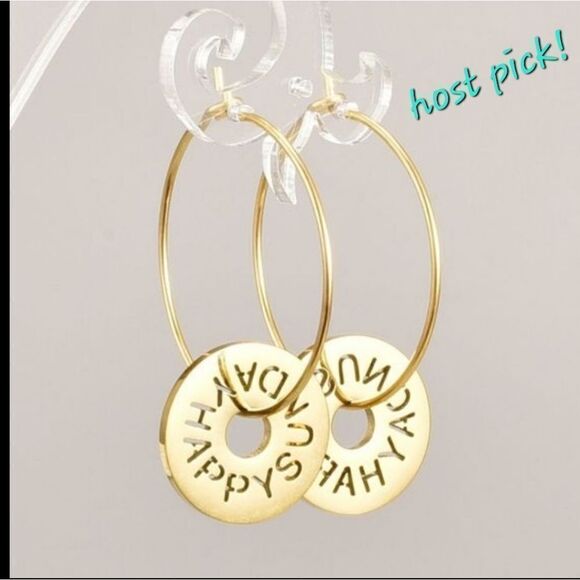 SUNDAY FUNDAY "HAPPY SUNDAY " HOOP EARRINGS - Picture 1 of 7